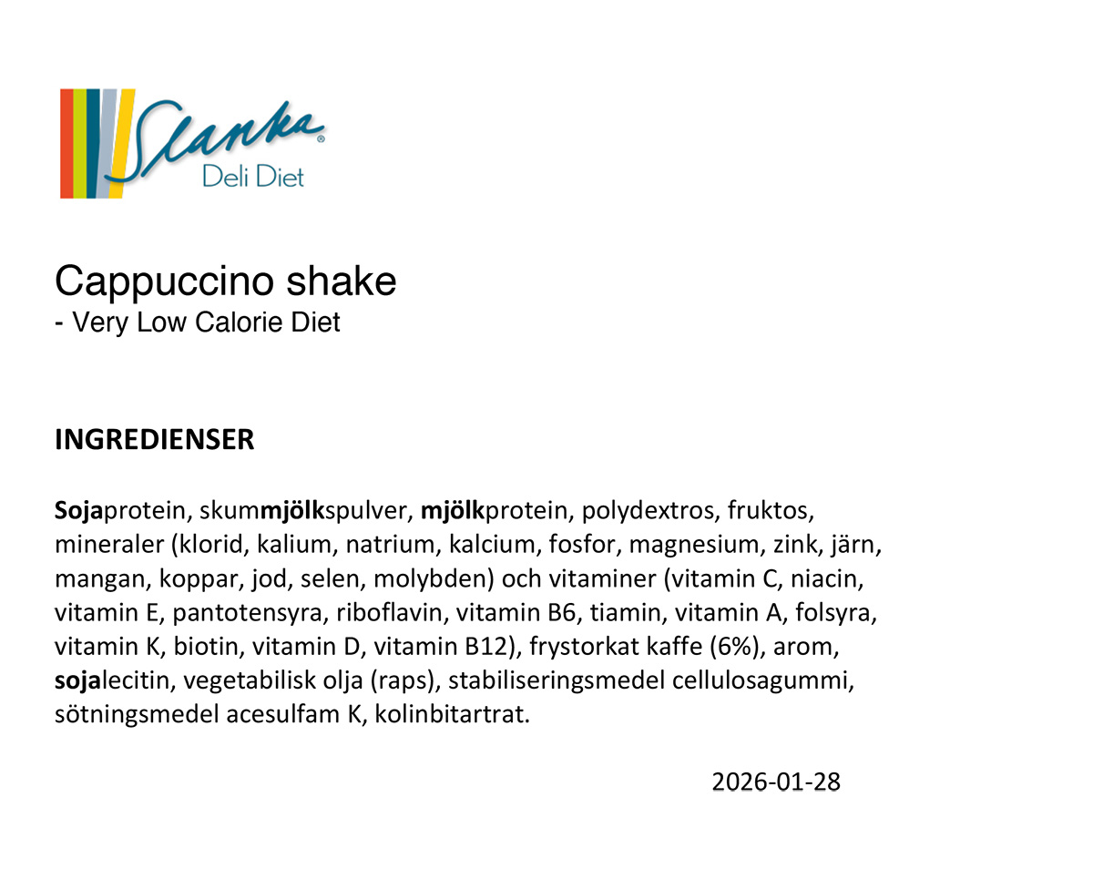 Ingredienser Cappuccino