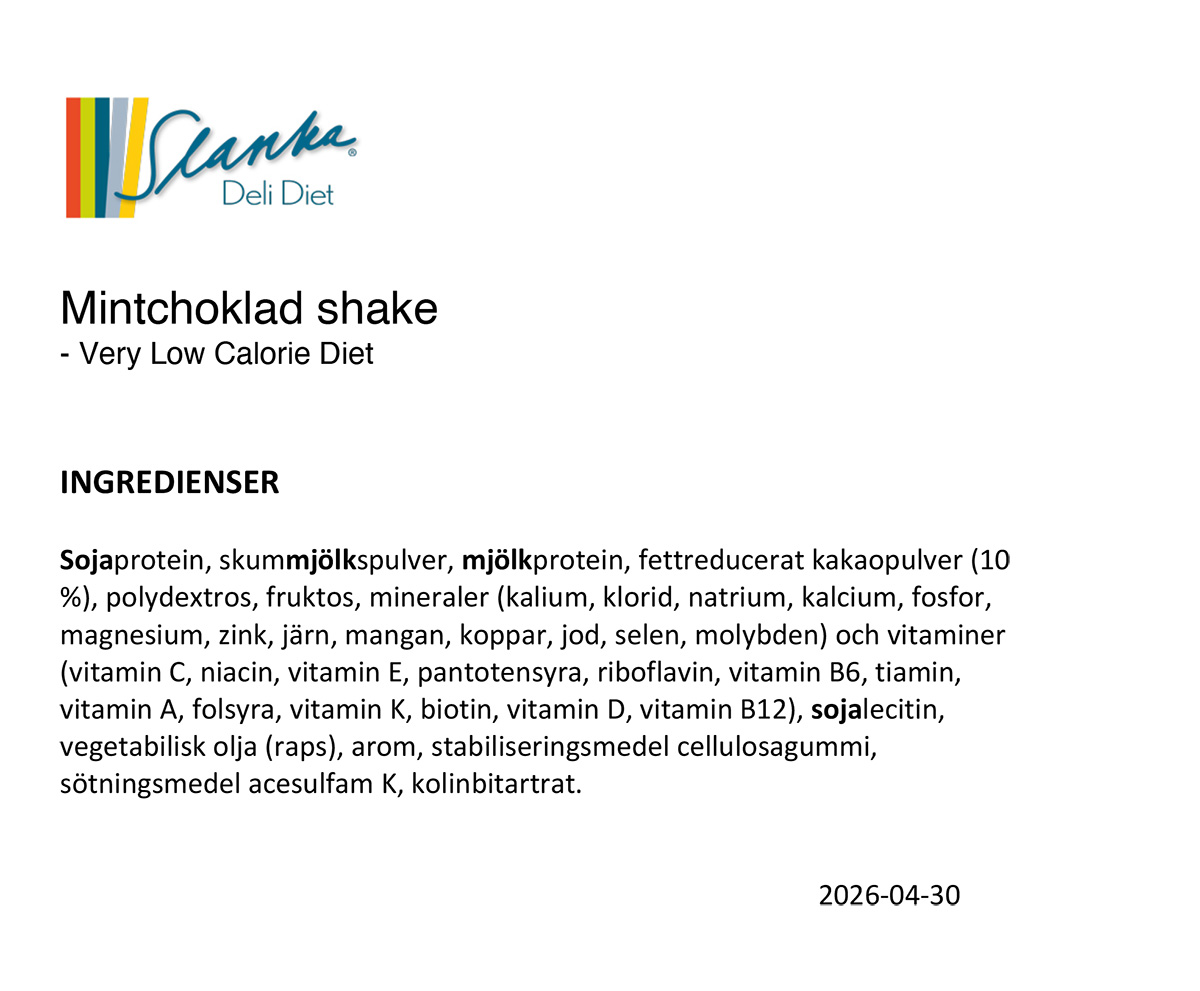 Mintchoklad ingredienser