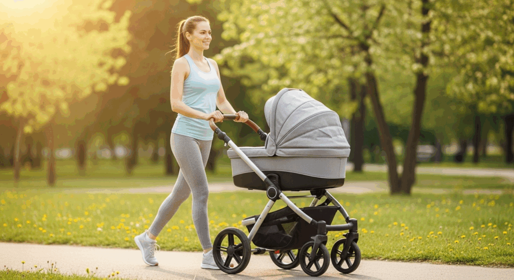 nybliven mamma tränar för att gå ner i vikt efter graviditet