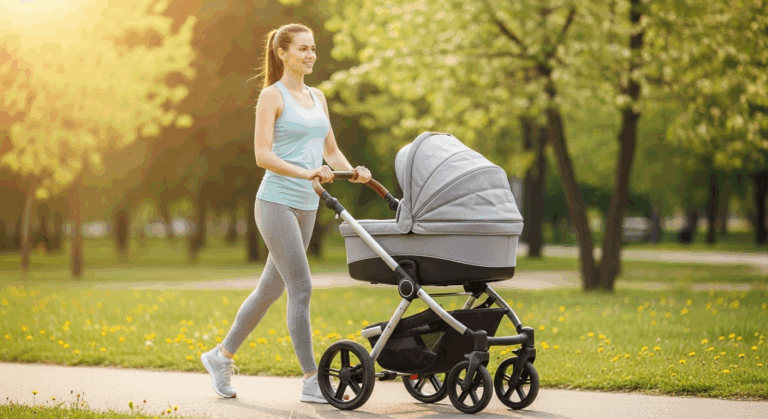 nybliven mamma tränar för att gå ner i vikt efter graviditet